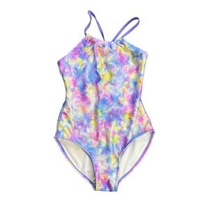 Cat & Jack Girls Tie Dye One Piece Swimsuit Multicolor Size L 10/12 NWT